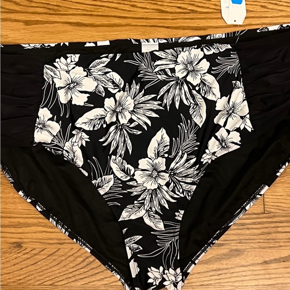 Women's Time And Tru Hawaiian Flora Print High Waist Stretch Bikini Bottoms Plus - Picture 2 of 5